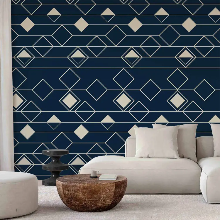 Driehoeken en vierkanten (donkerblauw)