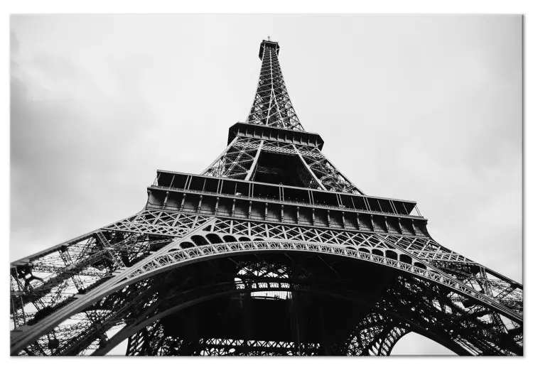 Parijse Icoon (1-delig) - zwart-witte architectuur van de Eiffeltoren