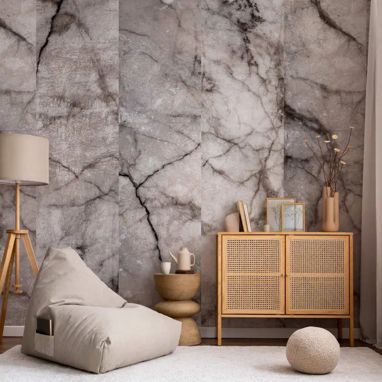 Roze en grijs marmer slaapkamer behang