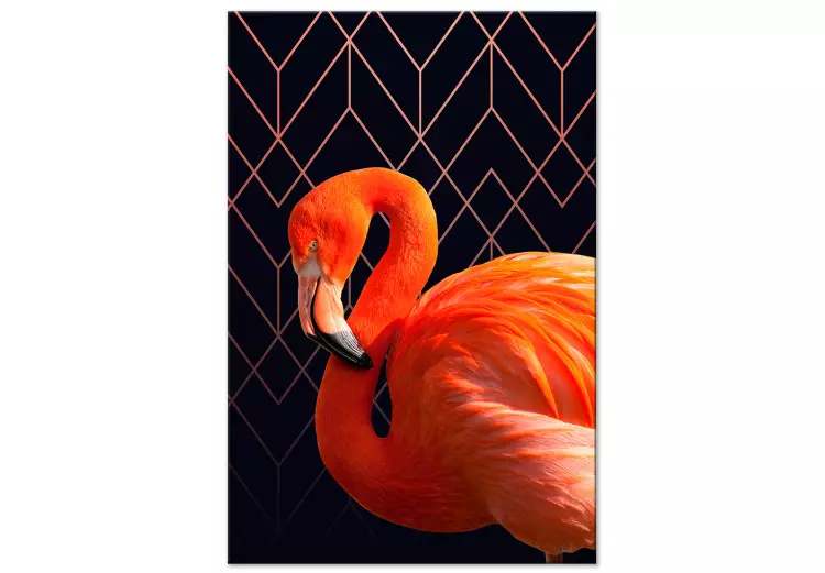 Expressieve Vogel (1-delig) - flamingo tegen een achtergrond van geometrische figuren