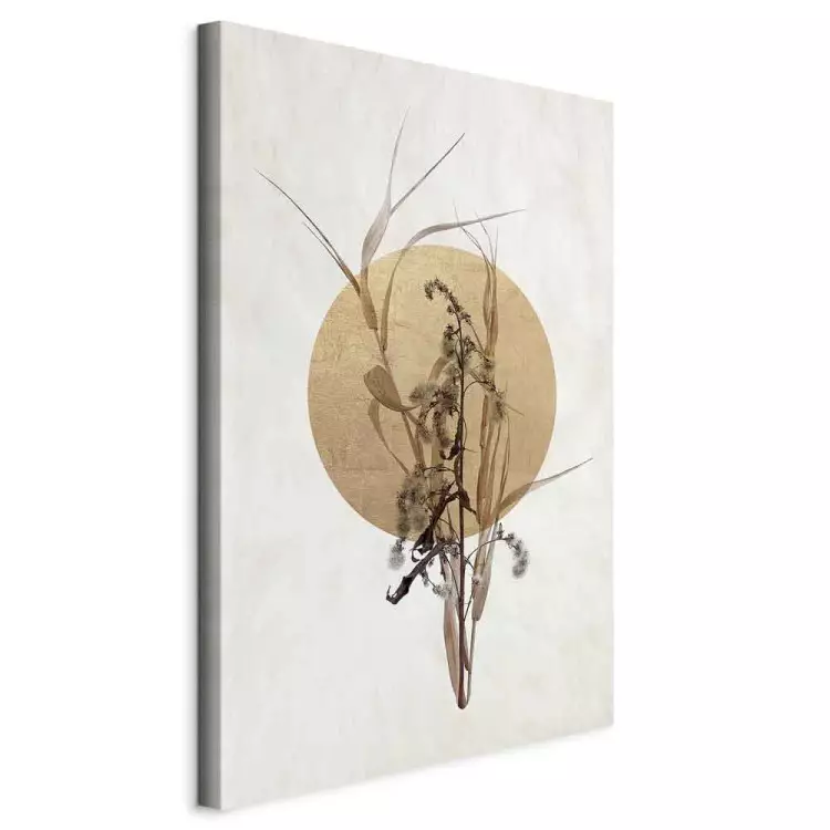 Veldbloemen in boho-stijl (1-delig) - Plantenmotief op een achtergrond van een cirkel