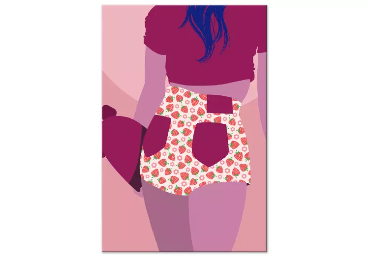 Vrouw in korte broek - roze en paarse afbeeldingen