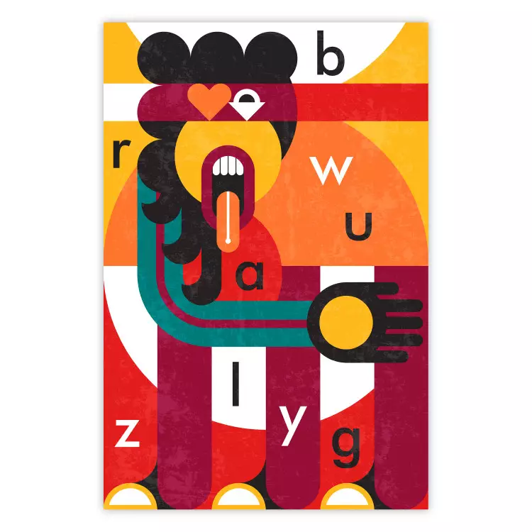 Kunst van het Ontwerp - abstract figuur en willekeurig geplaatste letters