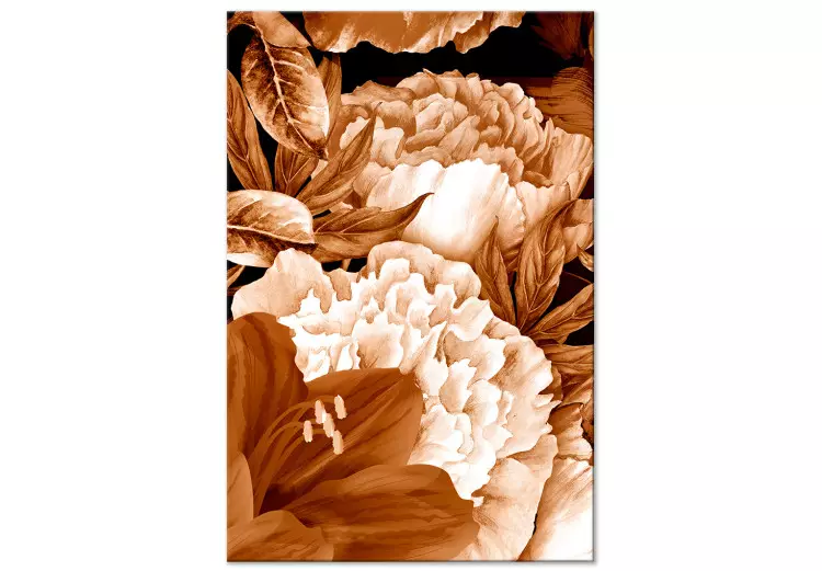 Boeket van lelies en pioenrozen in sepia - foto met bloemen in sepia