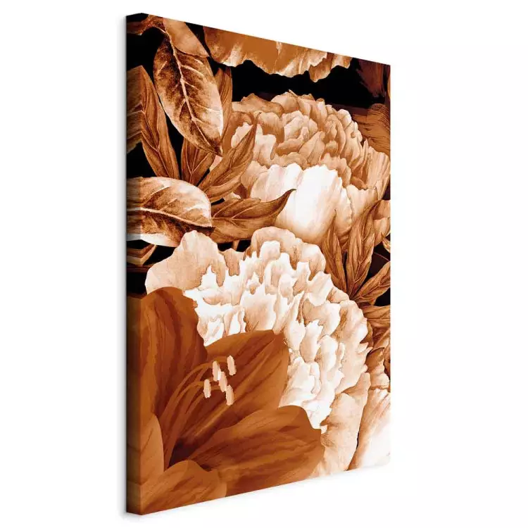 Boeket van lelies en pioenrozen in sepia - foto met bloemen in sepia