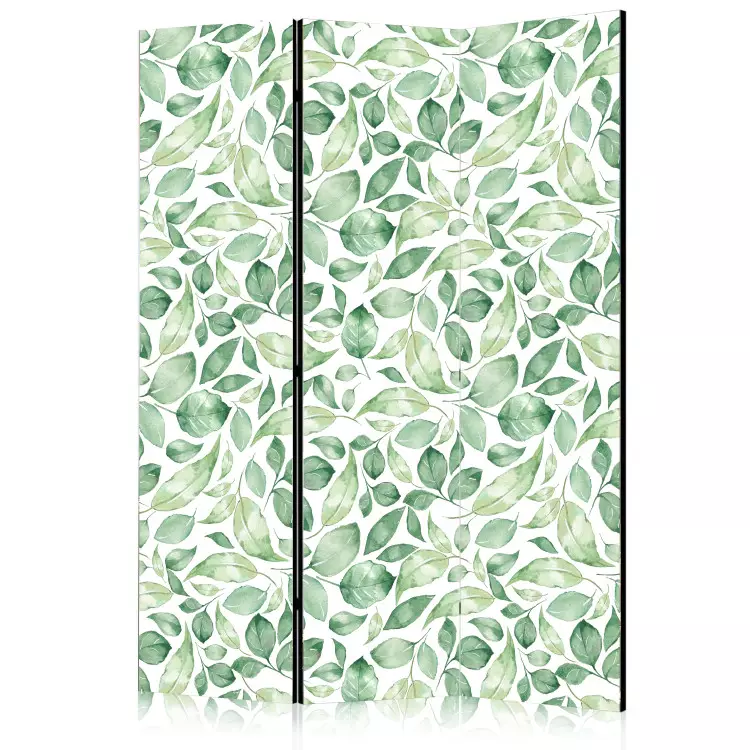 Natuurlijke schoonheid (3-delig) - patroon van groene bladeren op een lichte achtergrond