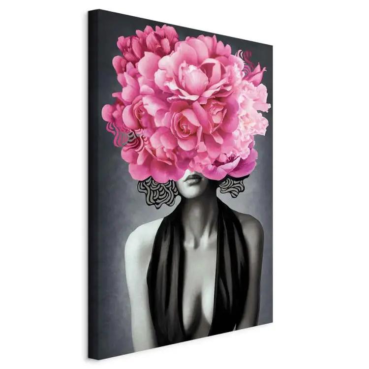 Femme Noir verticaal - portret van een vrouw en plantaardig motief