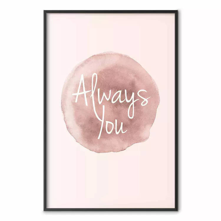 Always You - Engelse tekst op een aquarel roze achtergrond