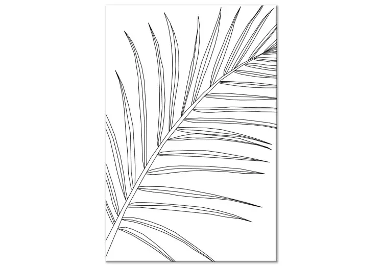 Zwarte palmbladcontouren - wit abstract met bloemmotief