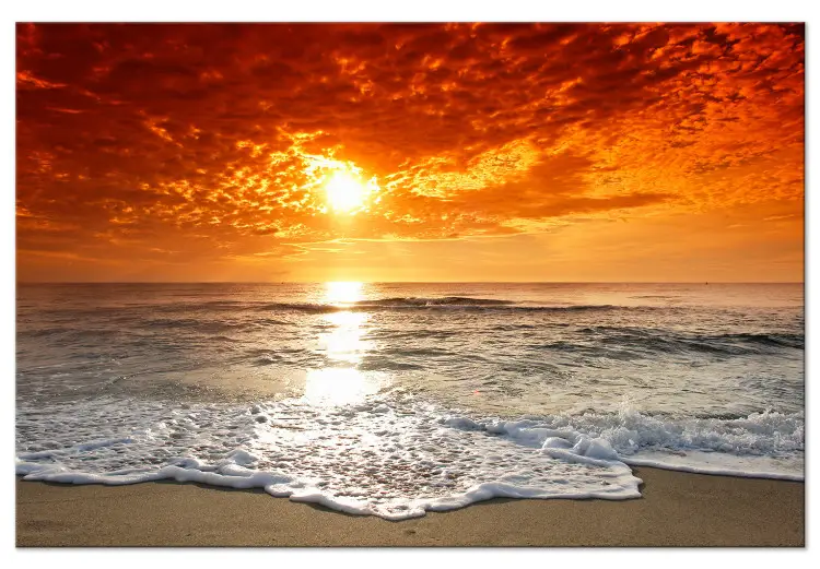 Grote XXL schilderij Rustige zee - zeegezicht met zandstrand bij