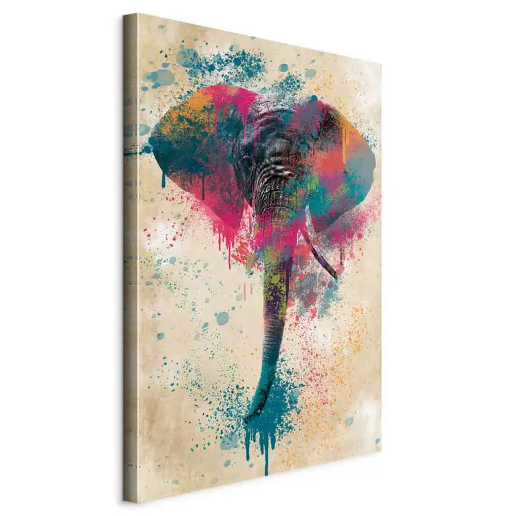 Slurf van een olifant verticaal - futuristisch veelkleurige olifant