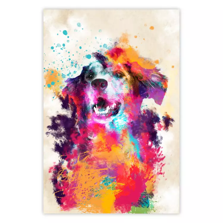 Aquarel hond - unieke kleurrijke abstractie met een huisdier