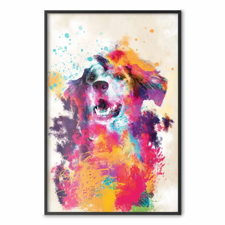 Aquarel hond - unieke kleurrijke abstractie met een huisdier