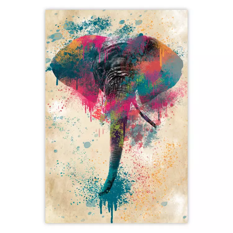 Olifantenslurf - vrolijke kleurrijke abstractie met een Afrikaans dier