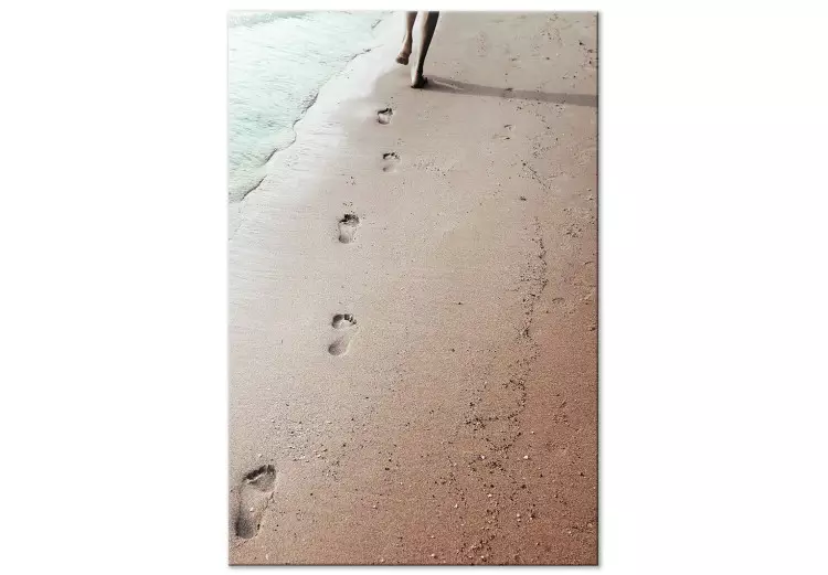 Vluchtige sporen (1-delig) verticaal - zomerlandschap met voetafdrukken op het strand