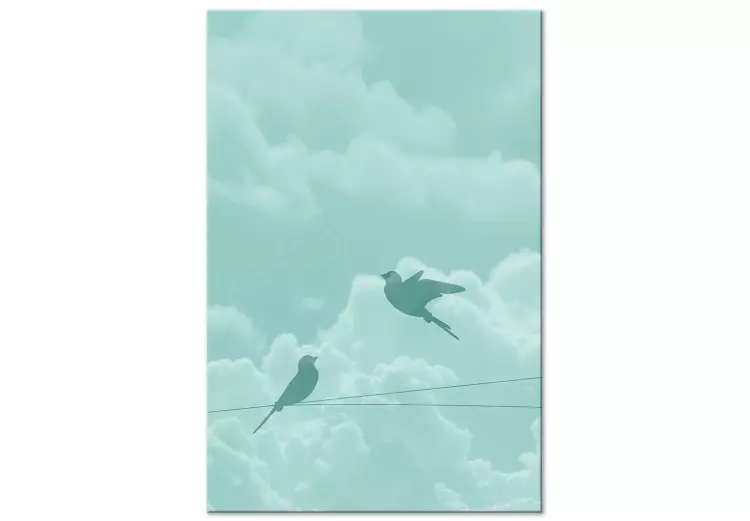 Vluchtige schaduw (1-delig) verticaal - pastellandschap van vogels in de lucht
