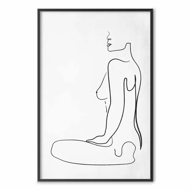 Vrouwelijke Vorm - zwart-witte naaktfoto van een vrouw in lijntekening op een witte achtergrond