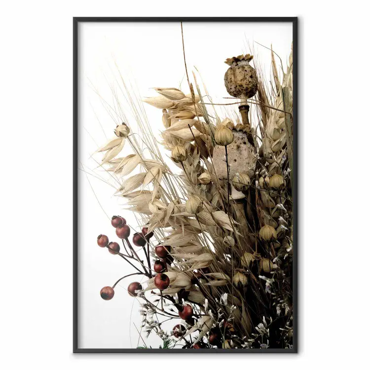 Gouden dagboek - herfstplanten op een witte achtergrond in boho-stijl