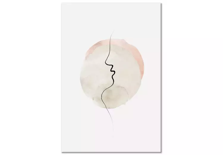 Rand van een kus (1-delig) verticaal - abstracte line art van een gezicht