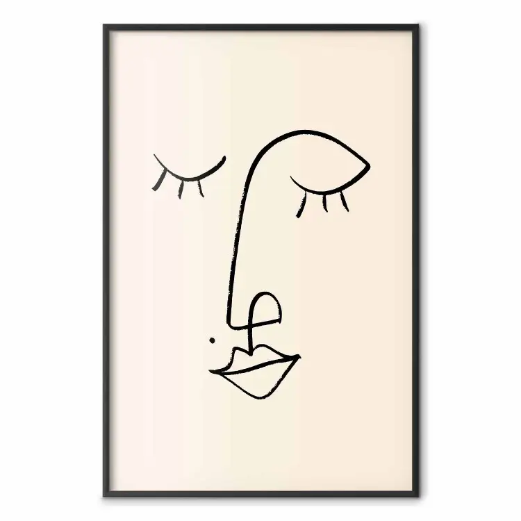 Flirterige moedervlek - line art van een gezicht op een lichte achtergrond in abstracte stijl