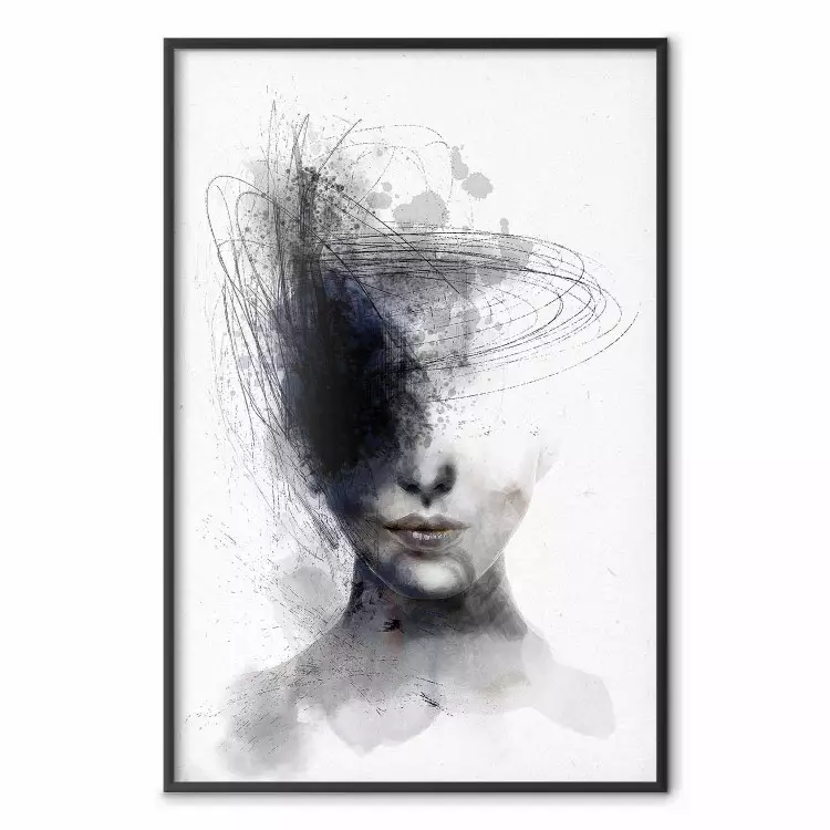 Kosmiczna myśl - portret vrouwelijk gezicht in abstracte compositie