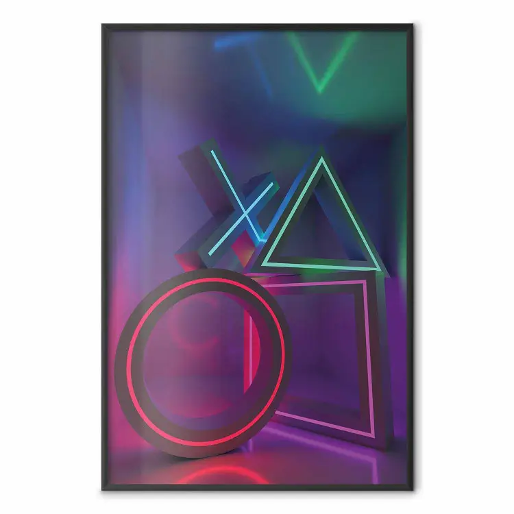 Winnaarszone - geometrische figuren met kleurrijke neonaccenten