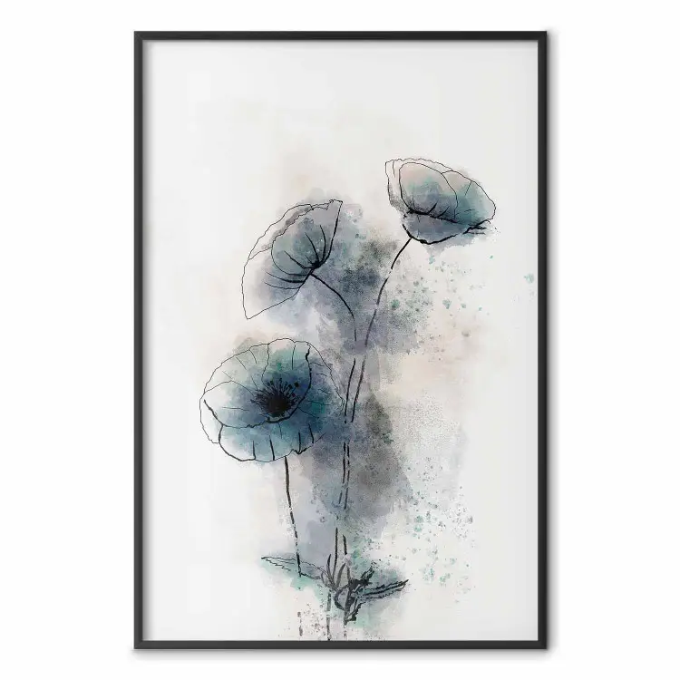 Blauwe klaprozen - lineart van planten met blauwe bloemen op een lichte achtergrond