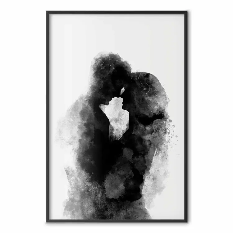 Herinnering aan een kus - zwart verliefd stel in aquarelstijl
