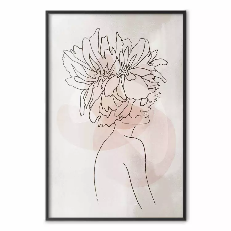 Zofia's bloemen - abstracte line art van een vrouw met bloemen op het hoofd