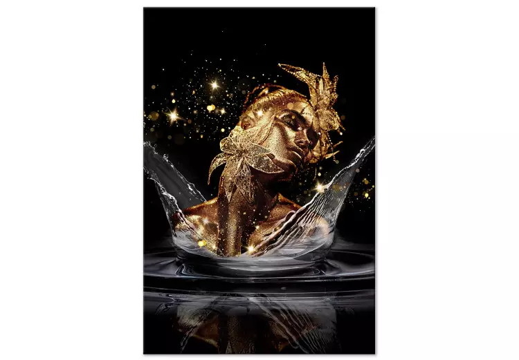 Gouden droom (1-delig) verticaal - abstract gezicht van een vrouw in het water