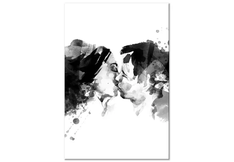 Kus van een paar - zwart-witafbeeldingen met twee kussende mensen