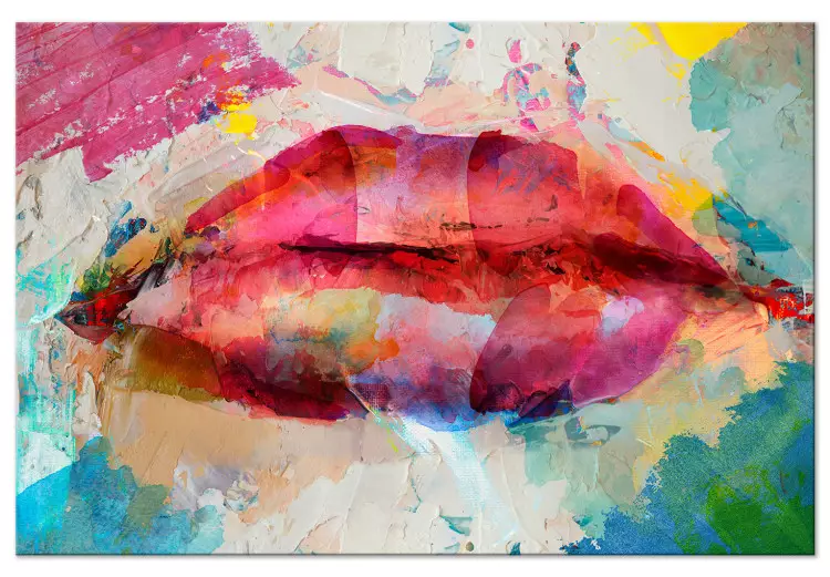 Artistieke lippen (1-delig) breed - abstractie van kleurrijke lippen