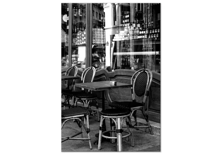 Een café in Parijs - een zwart-witfoto van de Franse hoofdstad