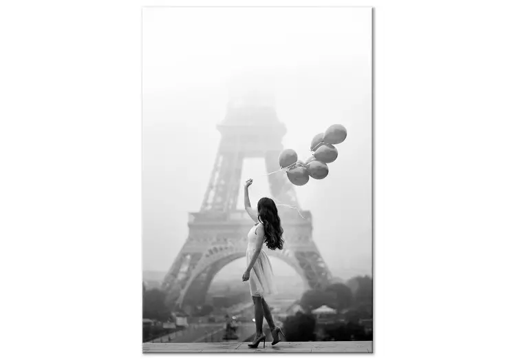 Wandeling in de wind (1-delig) verticaal - vrouw in Parijs met ballonnen
