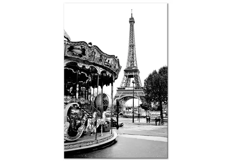 Carrousel bij de Eiffeltoren - zwart-witafbeeldingen van Parijs