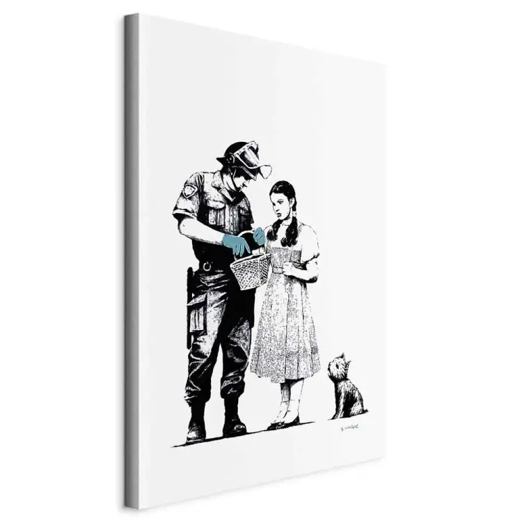 Meisje, hond en politieagent - street art-graphics voor tieners