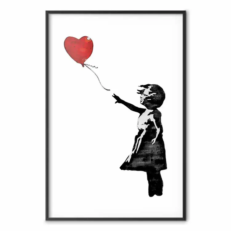 Banksy: Girl with Balloon - wegvliegende ballon in de vorm van een hart