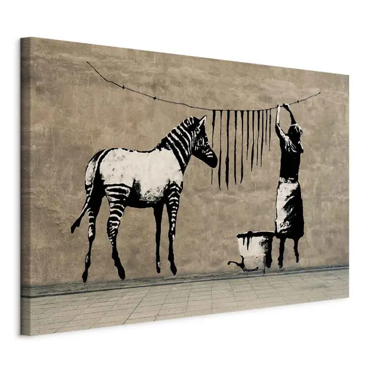 Banksy: Zebra-was op beton - breed
