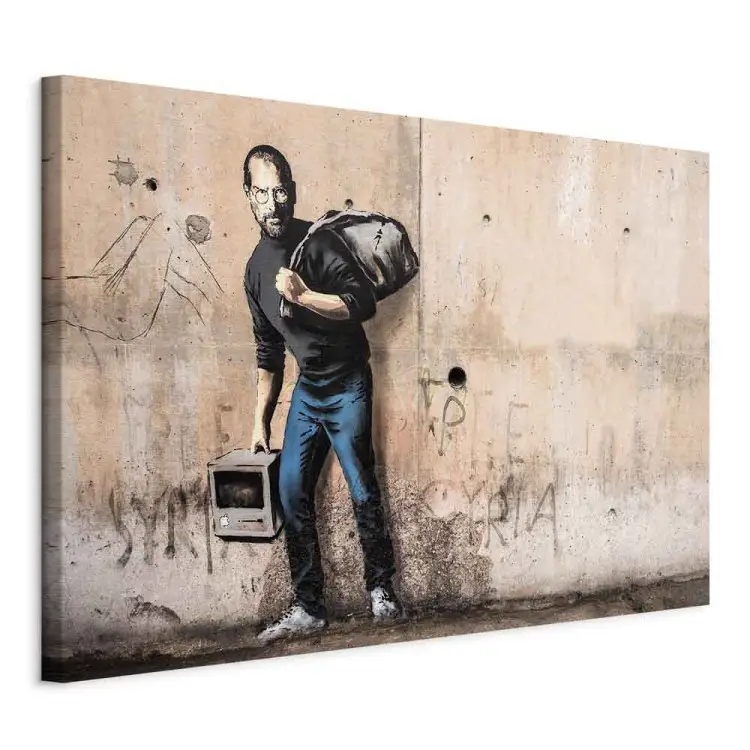 Steve breed - betonnen street art met karakter Steve Jobs