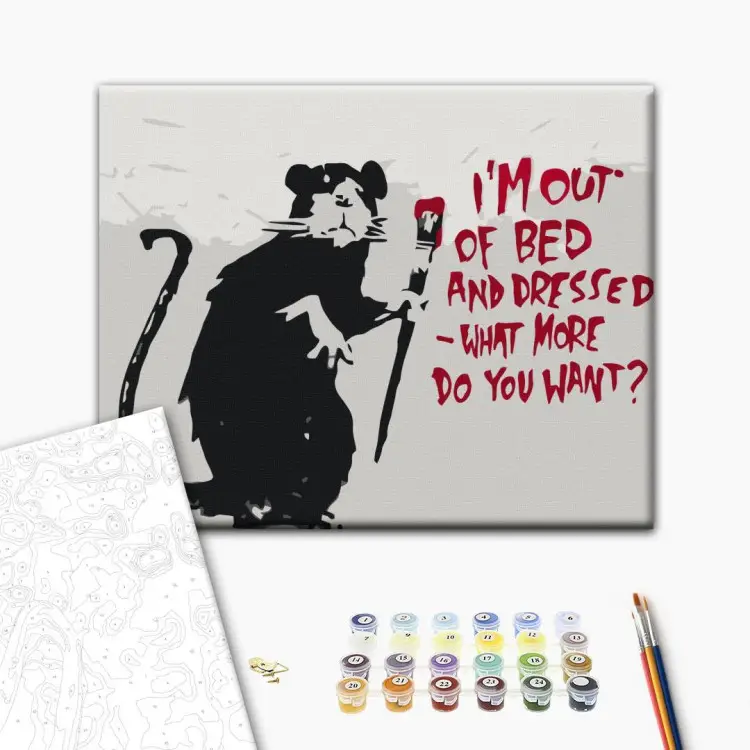 Ik stapte uit bed en kleedde me aan (Banksy Street Art Graffiti)