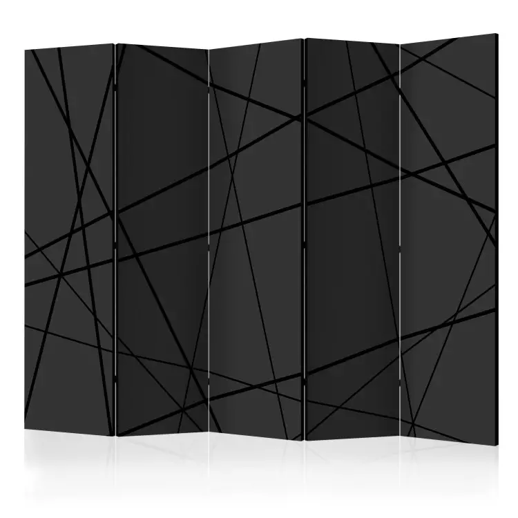 Donker kruispunt II (5-delig) - zwarte geometrische abstractie
