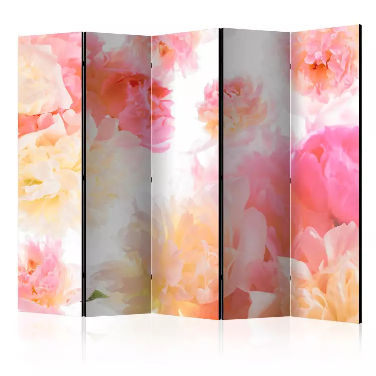 Pastel pioenen II (5-delig) - compositie met een boeket bloemen