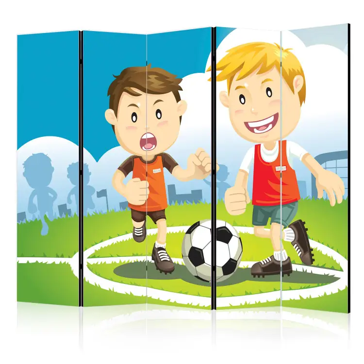 Speelveld II - figuren die sport beoefenen en voetballen op het veld