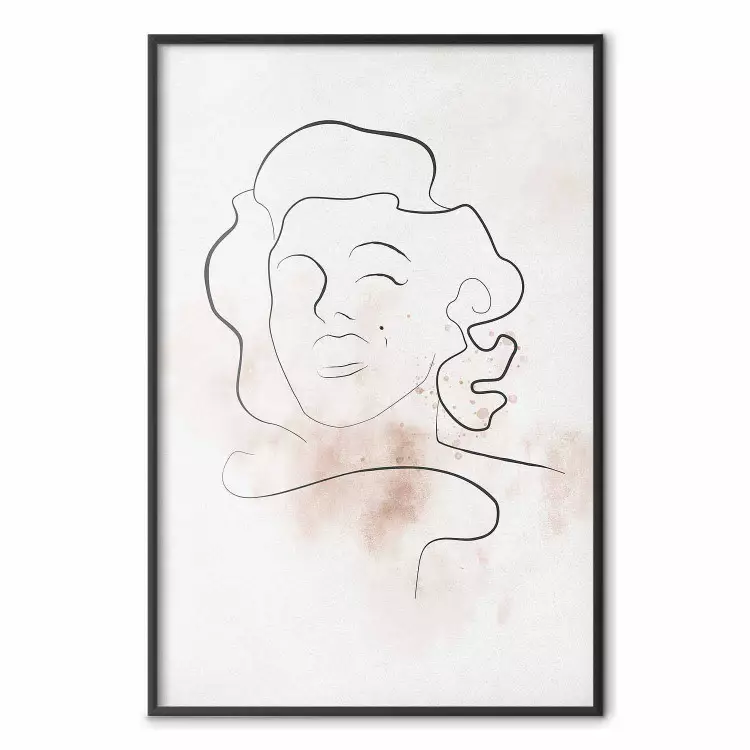 Sterrenlijn - abstracte line art van Marilyn Monroe op een lichte achtergrond
