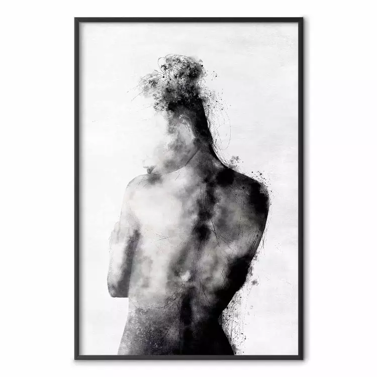 In gedachten verzonken - zwart en abstract silhouet van een figuur op een contrasterende achtergrond