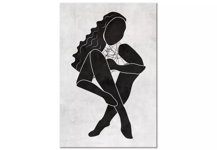 Zittende figuur van een vrouw - zwart silhouet van een vrouw 
