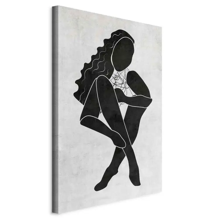 Zittende figuur van een vrouw - zwart silhouet van een vrouw 