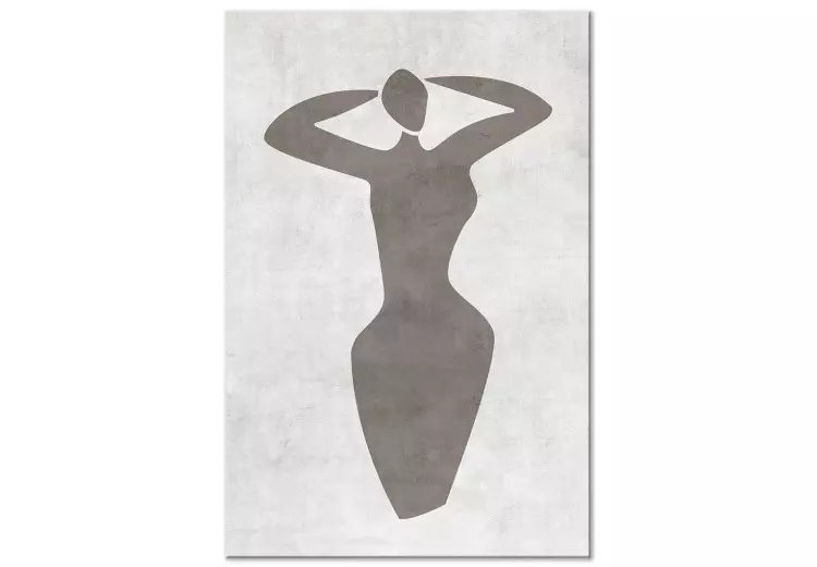 Vrouw met opgeheven armen - zwart-wit kunstwerk in de stijl van boho