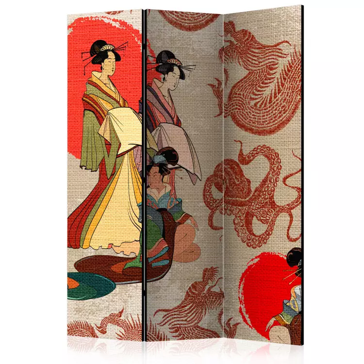 Geisha's (3-delig) - Vrouwen in kimono's op een oosters tafereel