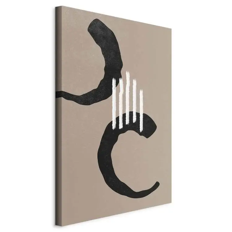 Zwarte halve cirkels - boho-stijl abstractie op een beige achtergrond
